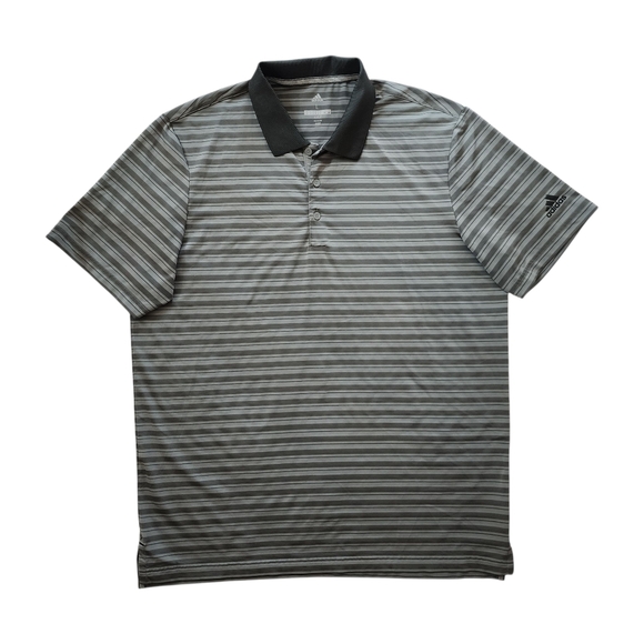 Adidas Golf Performance Polo Shirt Men’s L Gray Striped Climalite RN88387 - Picture 1 of 10